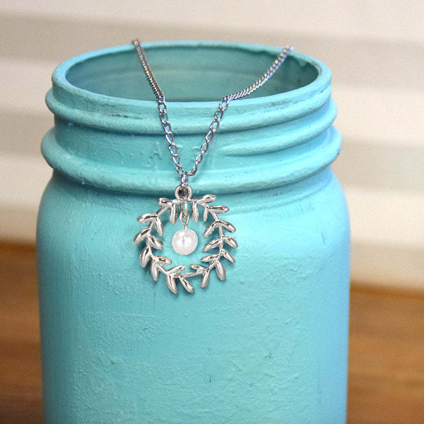 Peace Wreath Necklace - Silver Finish