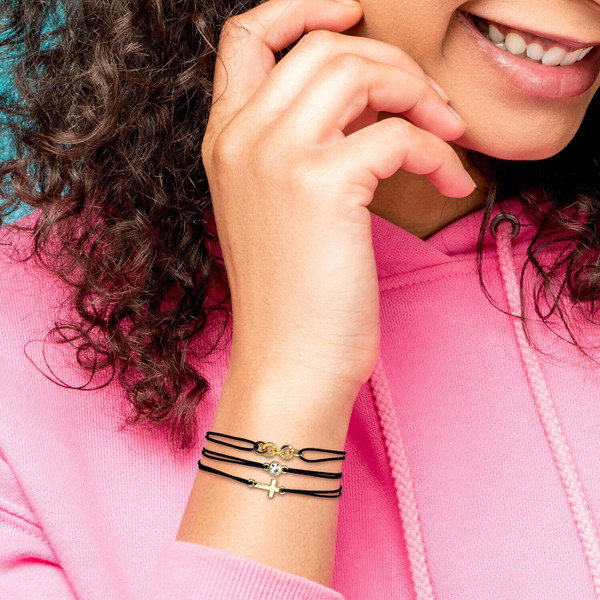 Cross charm cord bracelet set Elastic adjustable Bracelets with charms