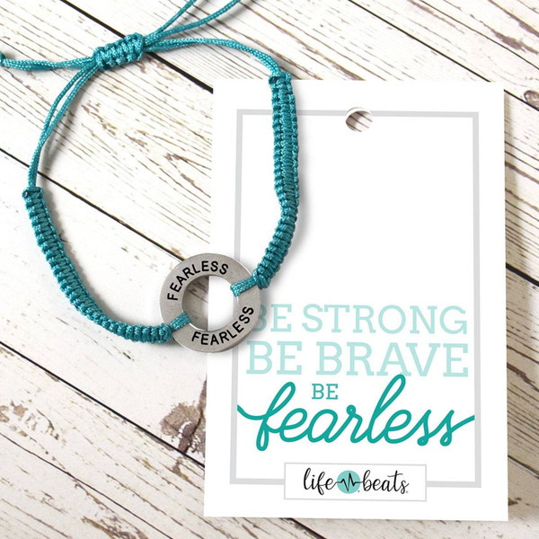 Fearless String Bracelet Wristband 4 colors available Washer charm with purple teal red or yellow string - Purple