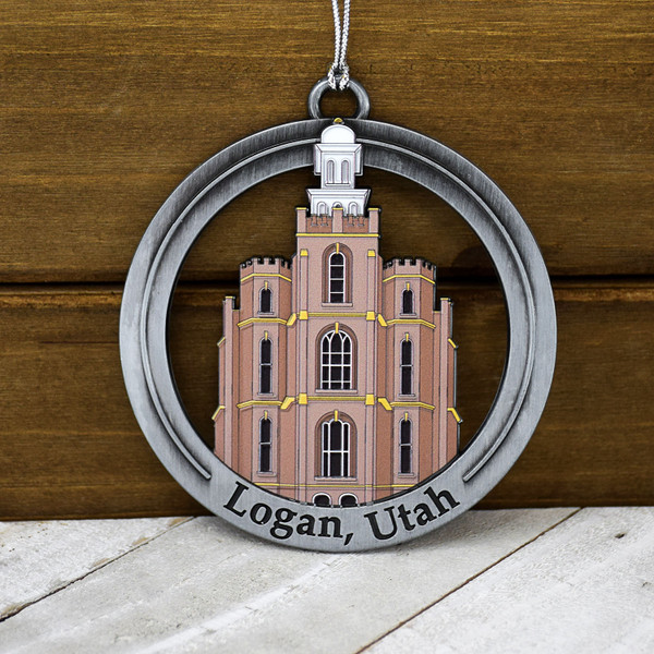 Logan Utah Temple Antique Silver With Colored Enamel Ornament by Ringmasters