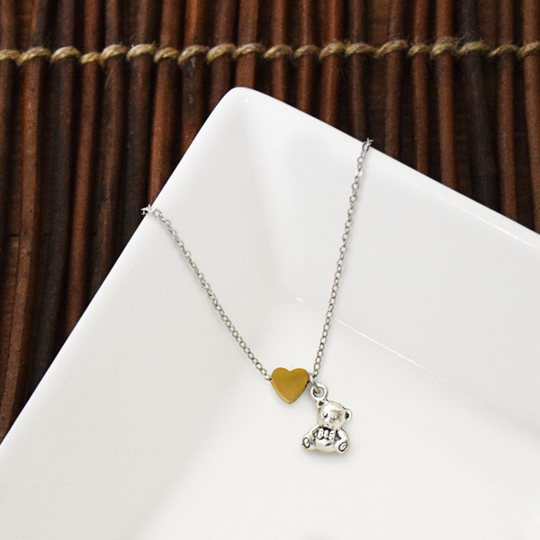 Baptism Bear Silver Charm Necklace by Ringmasters