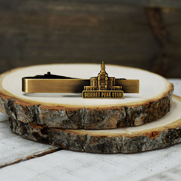 Deseret Peaks Utah Antique Gold Temple Tieclip