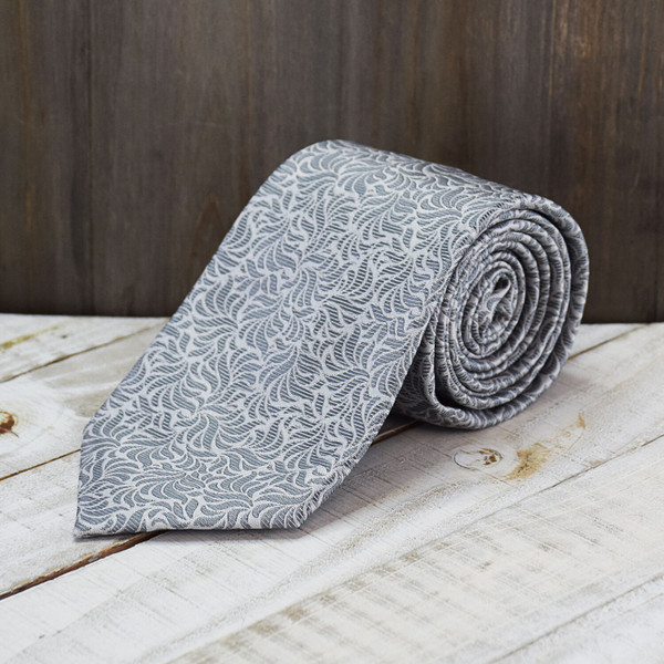 MEN'S Gray Paisley 62" Microfiber Necktie