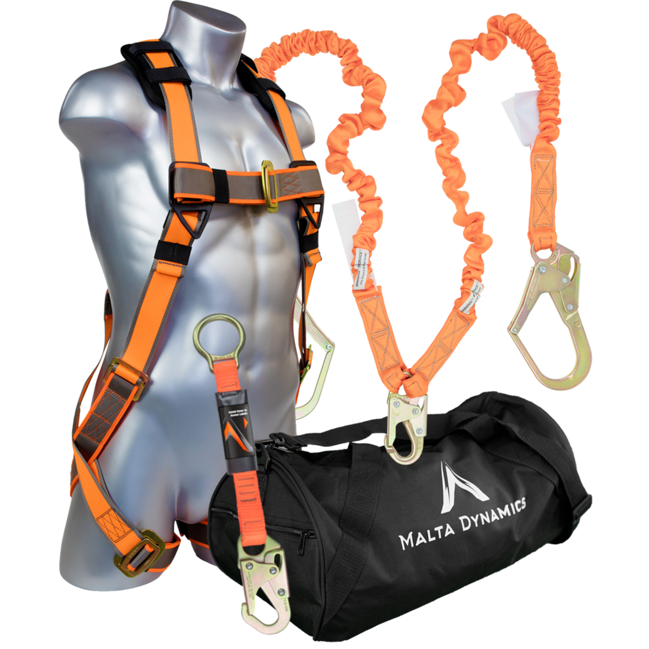 Warthog Pass Thru Safety Harness Fall Protection Kit with 6' Double Leg  Stretch Lanyard