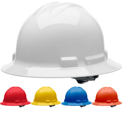 Hard Hat - 4 Pt. Ratchet Full Brim Style - White