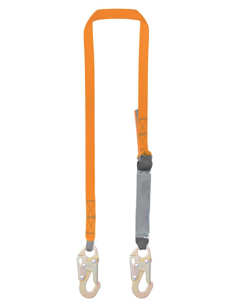 6’ Single Leg External Shock Absorbing Lanyard with 2 Steel Snap Hooks