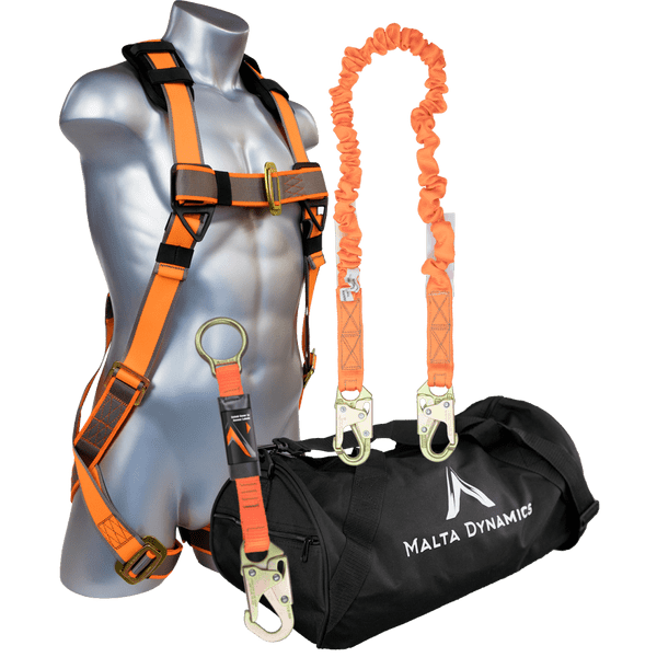 Warthog Pass Thru Safety Harness Fall Protection Kit with 6' Single Leg Stretch Lanyard