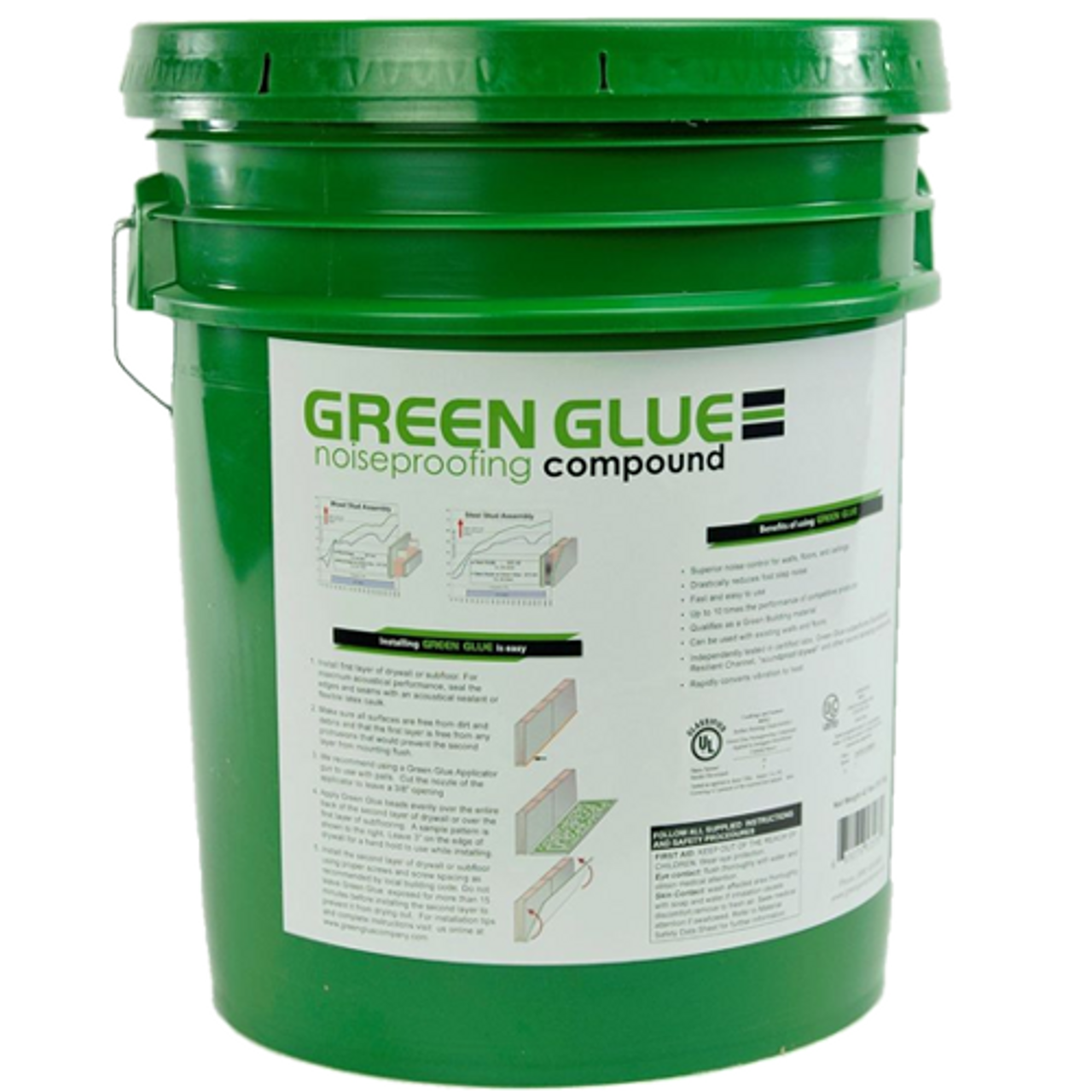 Green Glue Noiseproofing Compound, 5-Gallon Bucket with 2 Acoustic Caulk  Sealant Tubes of 29 oz - for Noise Dampening and Soundproofing.