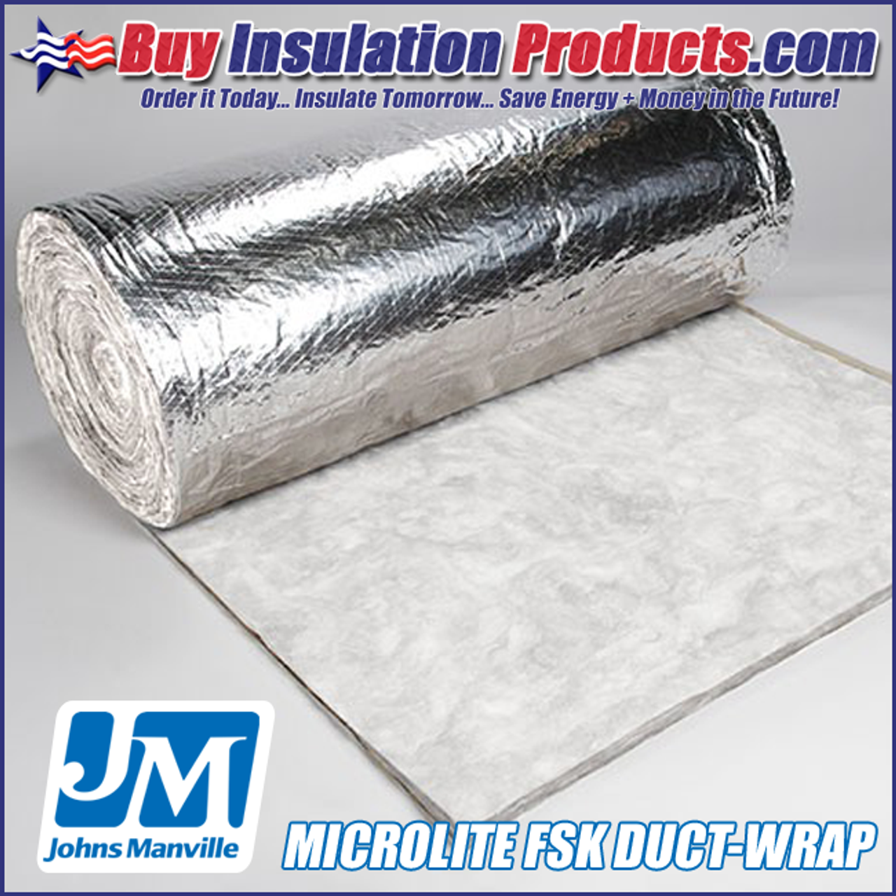 Johns Manville FSK751.5 Foil Backed Duct Insulation Wrap, R4.2, 1 1/2 X 48
