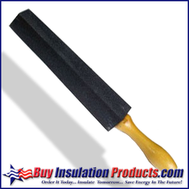 Insulators prefer to use sharp knives, and the only way to keep a knife sharp is to sharpen it daily.  The 14" long carborundum sharpening stone has an easy grip contoured wooden handle.