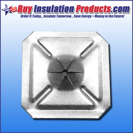 1-1/2" x 1-1/2" Square Self-Locking Washers for 12 ga Perforated and Self-Sticking Insulation Hanger Pins.