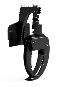 An ES Attachments Hydraulic Log Grapple for a Toro Dingo.