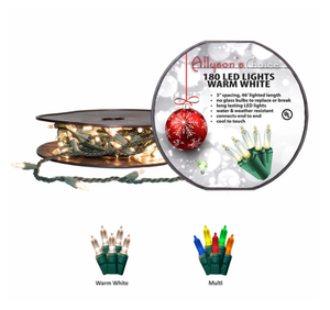 180 LED Mini Multi, Green Cord - Reel