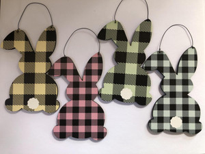 Bunny Plaid Silhouette Ast Colors - 1 Ornament