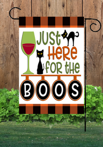 Here for the Boos Cat & Wine, Garden Flag - Flags Galore