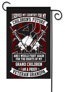 Veteran Grandpa, Garden Flag - Happy Cow Decor