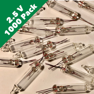 2.5 Volt Clear Mini Incandescent Bulbs - Bulk 1000 Bulbs