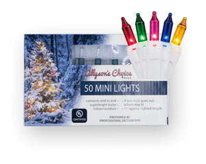 50 Mini Incandescent Multi Lights on White Cord