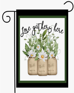 Love Lives Here (Three Ball Jars) , Garden Flag - Flags Galore