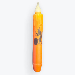 Orange w/ Black Witch & Cauldren LED Battery Taper Candle