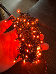 35 Orange (Amber) Rice Lights on Green Cord - WHD Floral