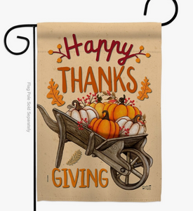 Fall Pumpkins Wheelbarrow Garden Flag - Two Group Flag Co.
