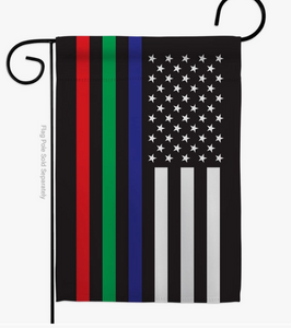 Thin Line Blue, Green, White Garden Flag - Two Group Flag Co.
