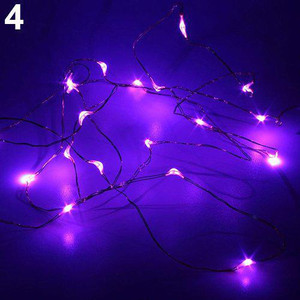 25 Purple Fairy LED Lights on Black Wire