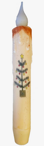 Country Christmas Tree Battery Taper Candle with Timer