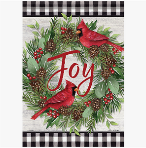 Cardinal Wreath Christmas Garden Flag - Carson