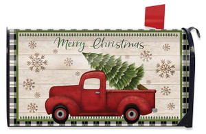 Merry Christmas Pickup Truck & Tree Mailbox Cover - Briarwood
