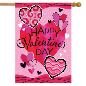 Valentine's Patterned Hearts House Flag - Briarwood
