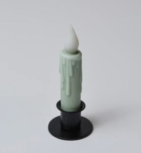 Sage 4" Battery Taper Candle - Wax Dipped