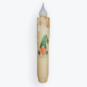 Lucky Clover Gnome 7" Battery Taper Candle - Wax Dipped
