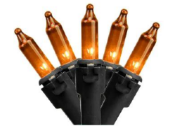 100 Incandescent Orange Lights on Black Cord - Tremont Floral