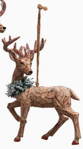 Woodcut Deer Ornament with Wreath - Kurt Adler