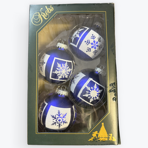 Round Blue w/ Snowflake Squares Ornament Set Krebs