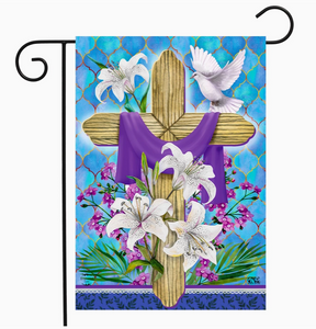 Easter Lily Cross Garden Flag - Briarwood