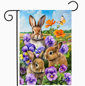 Spring Bunny Trio Garden Flag - Briarwood
