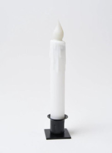 White 7" Battery Taper Candle with Timer