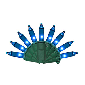 100 Mini LED Classic Blue Lights on Green Cord - HBL