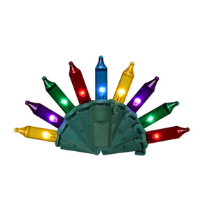 100 Mini LED Classic Multi Lights on Green Cord - HBL