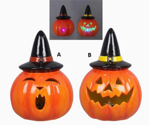 Ceramic Halloween Jack O Lantern Pumpkin Witch Hat