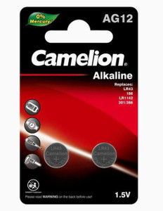 AG12 (LR43 / 386) Alkaline Batteries - 2 Pack - Camelion