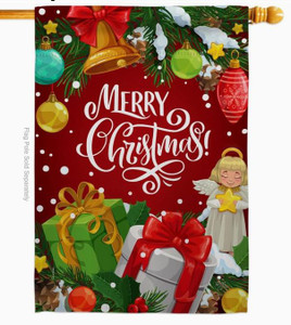 Merry Christmas Script Gifts House Flag - Two Group Flag Co.
