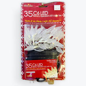 35 C6 LED Warm White Lights on White Cord Brite Star