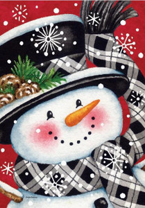 Black and Red Snowman Winter Garden Flag - Custom Decor