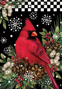 Cardinal Pine Cones Winter Garden Flag - Custom Decor