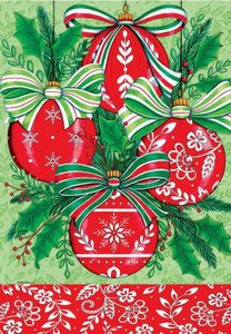 Red Ornaments Christmas House Flag - Custom Decor