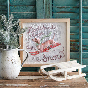 Dachshund Through The Snow Paper Mache Framed Artwork